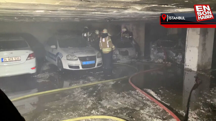 Ümraniye’de kapalı otoparkta bulunan 6 araç yandı