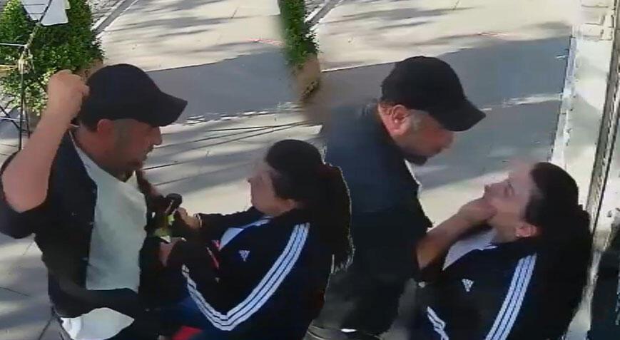 Sokak ortasında kadına şiddet! Bir süre ağladı, sonra olay yerinden uzaklaştı