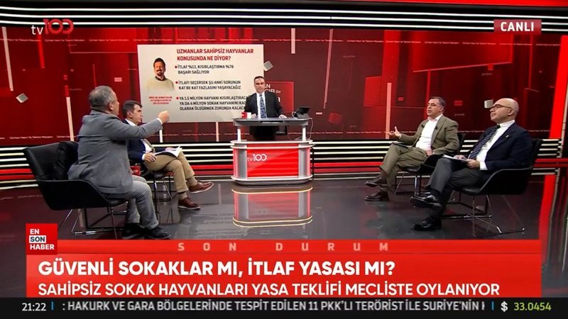 Canlı yayında köpek sahiplenme tartışması