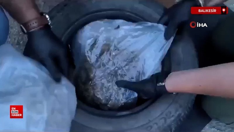 Balıkesir’de otomobilin yedek lastiğinden uyuşturucu madde çıktı