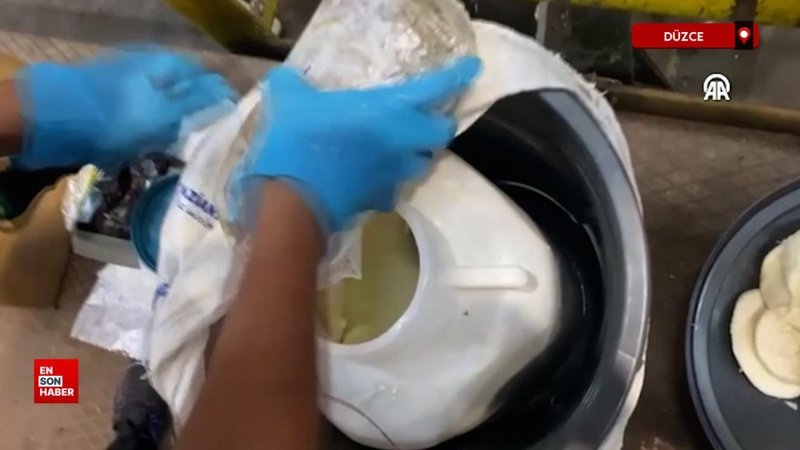 Düzce’de peynir bidonuna gizlenmiş sentetik uyuşturucu ele geçirildi