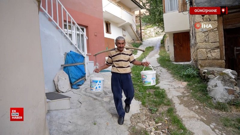Gümüşhane’de emekli öğretmen diktiği fidanlarla köyünü yeşillendirdi